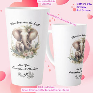 Taza De Café Latte Los abrazos personalizados a las madres son los me