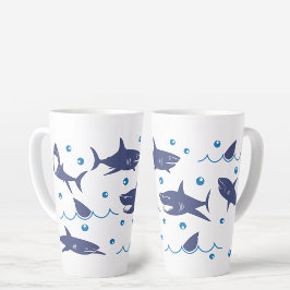 Taza De Café Latte Los amantes de los tiburones y las olas