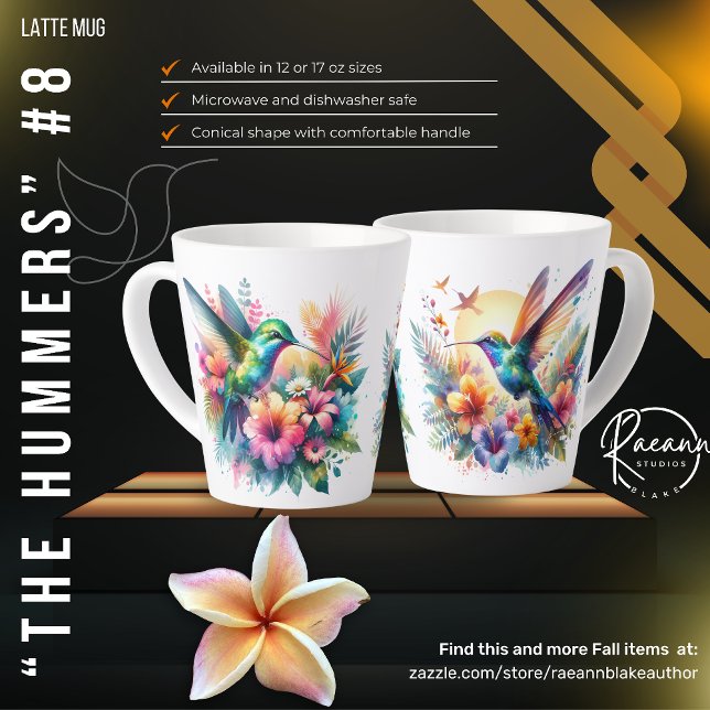 Taza De Café Latte "Los Hummers" #8 Taza para Latte de Colibrí (Subido por el creador)