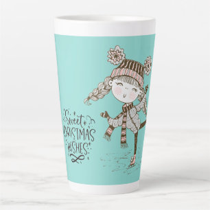 Taza De Café Latte Los Navidades dulces quieren patinar sobre hielo