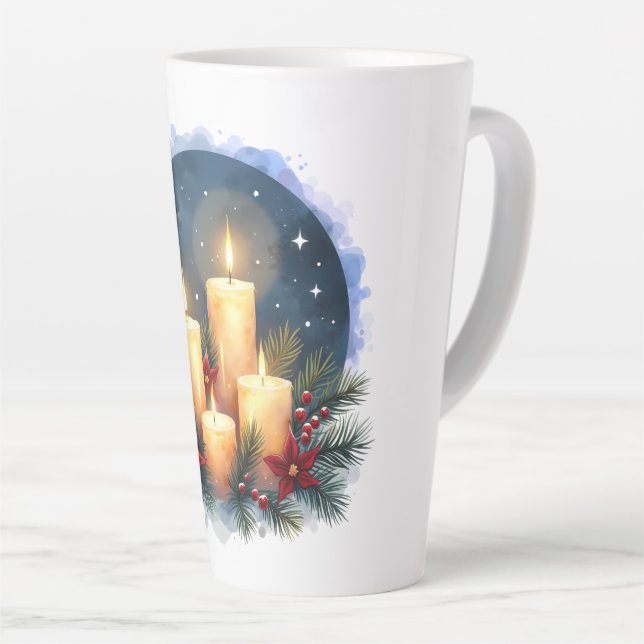 Taza De Café Latte Los navidades lucen velas con Poinsettias (Ángulo derecho)