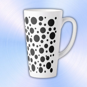 Taza De Café Latte Los puntos de la polka negra en blanco