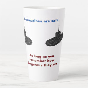 Taza De Café Latte Los submarinos son seguros Taza de latte grande