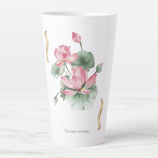 Taza De Café Latte Lotus Flower Design  (Anverso)