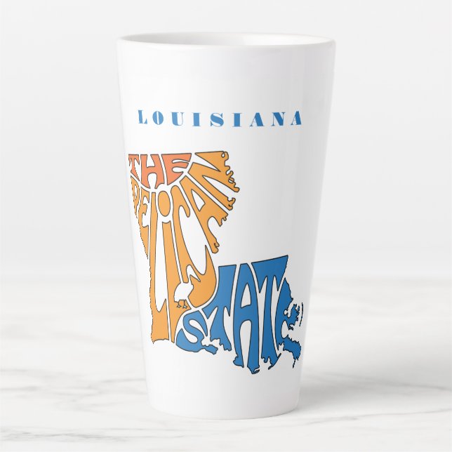 Taza De Café Latte Louisiana Nickname Word Art (Anverso)