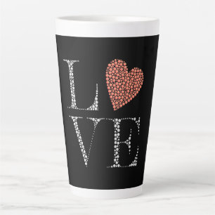 Taza De Café Latte Love Heart Design – Red Gradient Heart on Black