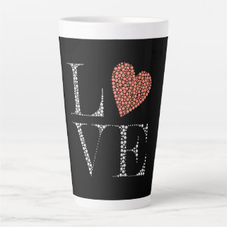 Taza De Café Latte Love Heart Design – Red Gradient Heart on Black 