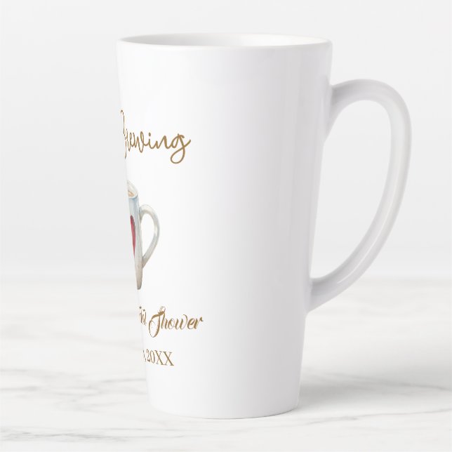 Taza De Café Latte Love is Brewing white coffee mug heart bridal show (Derecha)