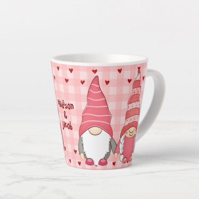Taza De Café Latte Love Pair Gnomes (Ángulo derecho)