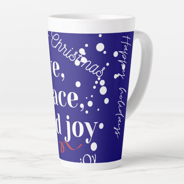 Taza De Café Latte Love Peace Joy (Ángulo derecho)