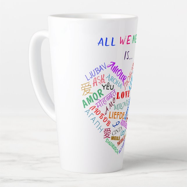 Taza De Café Latte Love Text Latte Mug (Ángulo izquierdo)