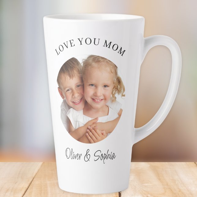 Taza De Café Latte Love You Mom Modern Photo Mother's Day (Subido por el creador)