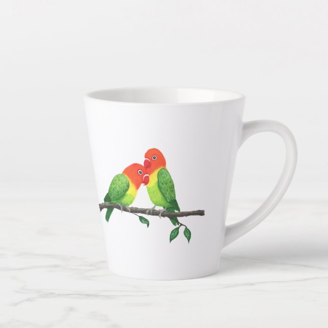 Taza De Café Latte Lovebirds Inspirador Latte Mug (Derecha)
