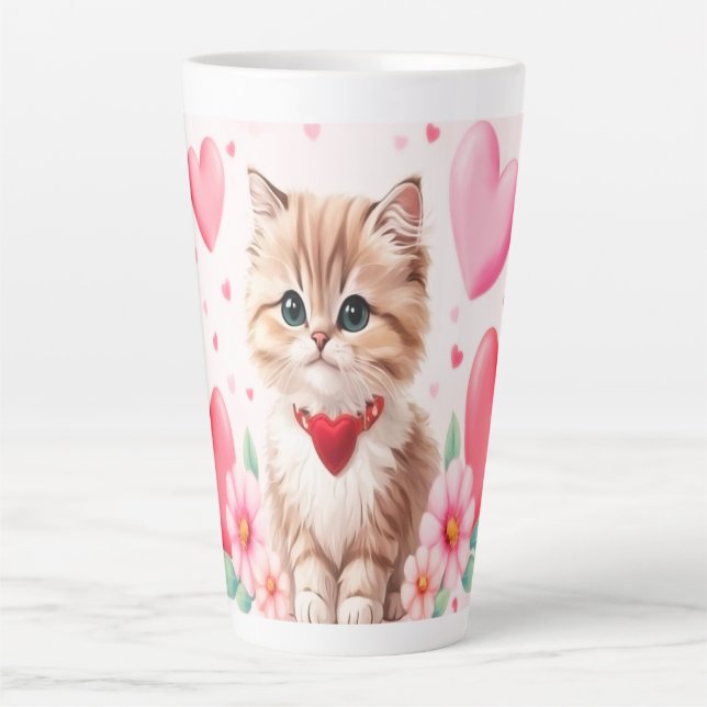 Taza De Café Latte Lovely kitten hearts (Anverso)