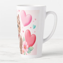 Taza De Café Latte Lovely kitten hearts