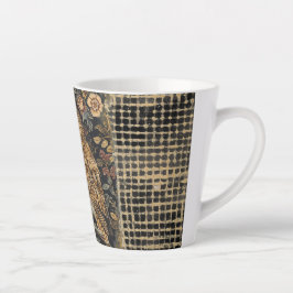 Taza De Café Latte Lovely Owl in the Flowers Garden ,Gold Checkered ,