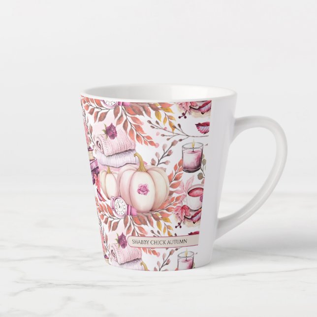 Taza De Café Latte Lovely Shabby Chick Autumn Pattern (Derecha)