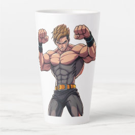 Taza De Café Latte Luchador de Anime