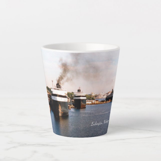 Taza De Café Latte Ludington Ferries latte mug (Anverso)