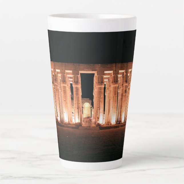Taza De Café Latte Lujo, Egipto, monumentos en el Salón del Templo de (Anverso)
