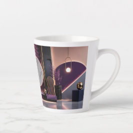 Taza De Café Latte Lujoso Geométrico Abstracto Rico Púrpura y Oro