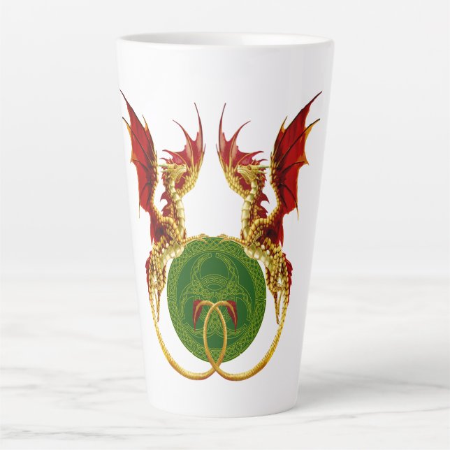 Taza De Café Latte Luna Creciente Celta Y Dragones (Anverso)