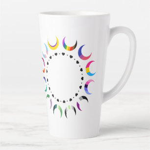 Taza De Café Latte Luna de Orgullo Creciente y Corazón Negro