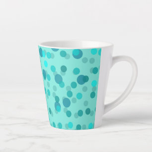 Taza De Café Latte Lunares de aqua, turquesa y espuma de mar