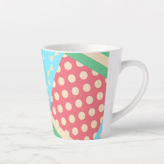 Taza De Café Latte Lunares de lazo a cuadros geométricos pastel