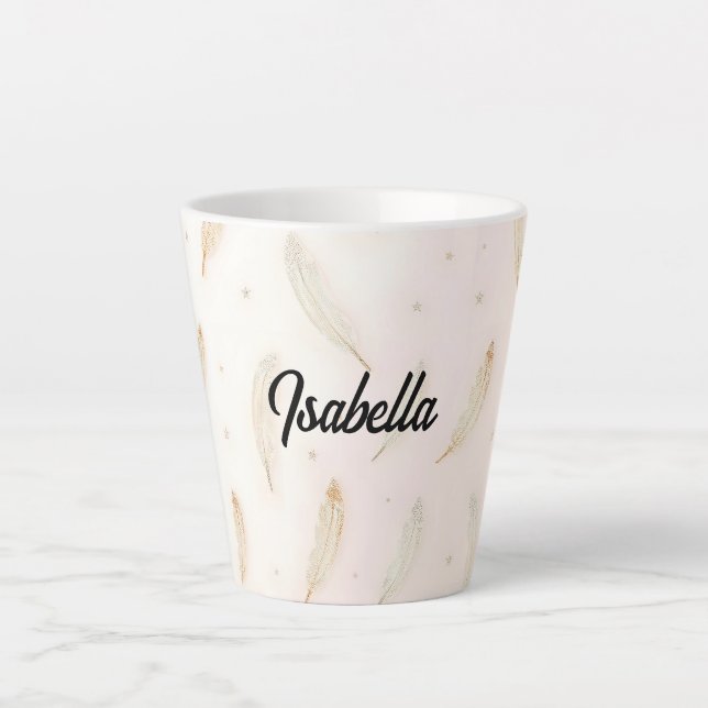 Taza De Café Latte Luxury Modern Feathers Boho Collection (Anverso)