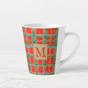 Taza De Café Latte MAC BAIN TARTAN Latte Mug + Inicial