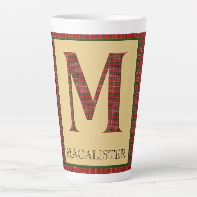 Taza De Café Latte MacAlister Tartan Monogram M (Anverso)