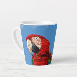 Taza De Café Latte Macao azul y amarillo, machaca escarlata