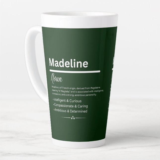 Taza De Café Latte Madeline Personalized Girl Name (Ángulo izquierdo)