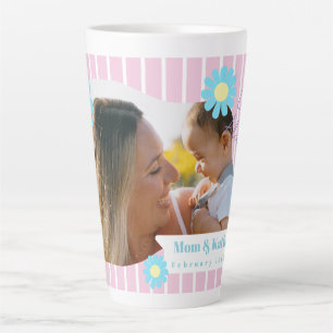 Taza De Café Latte Madre Amor Stripes Daisy Foto Floral Rosa