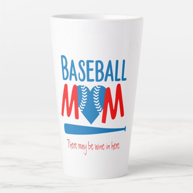 Taza De Café Latte Madre divertida de béisbol (Anverso)