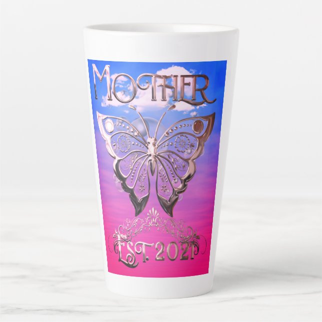 Taza De Café Latte Madre Est 2021 Personalizado Latte Mug (Anverso)