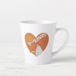 Taza De Café Latte Madre Fox y Baby Fox Love