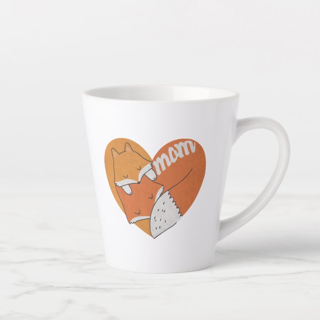 Taza De Café Latte Madre Fox y Baby Fox Love (Derecha)