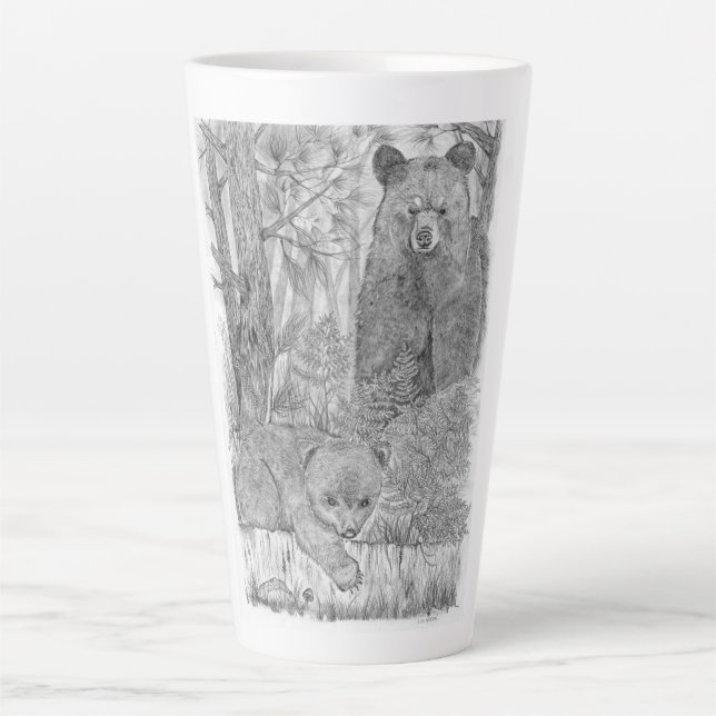 Taza De Café Latte Madre oso y cerdo latte mug (Anverso)