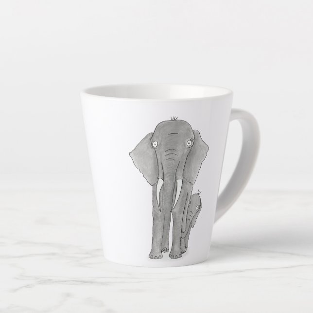 Taza De Café Latte Madre y bebé elefante lata mug (Ángulo derecho)