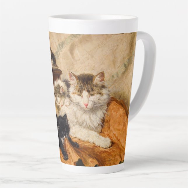 Taza De Café Latte Madre y sus gatitos (Ángulo derecho)