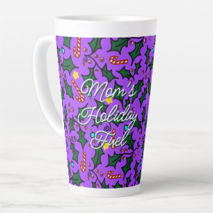 Taza De Café Latte Madres de Navidad Combustible Patrón Púrpura