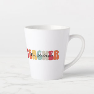 Taza De Café Latte Maestra-Educación-Enseñanza-Retro-Funny