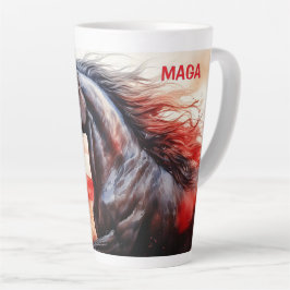 Taza De Café Latte MAGA patriótico con bandera y caballo