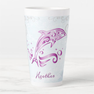 Taza De Café Latte Magenta delfín latte personalizado
