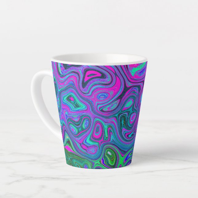 Taza De Café Latte Magenta desangrada y Groovy verde limón Resumen de (Ángulo izquierdo)