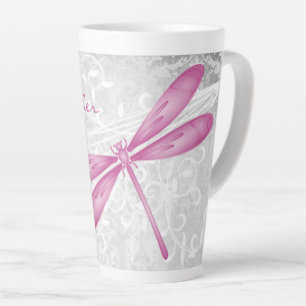 Taza De Café Latte Magenta Dragonfly personalizada Latte Mug