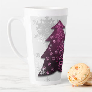 Taza De Café Latte Magenta Festividad Árbol de Navidad Latte Mug