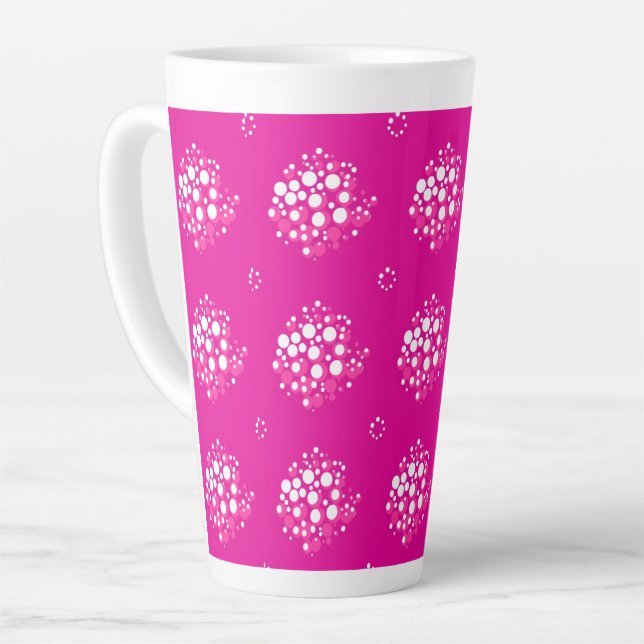 Taza De Café Latte Magenta Minimal Dot Pattern Design (Ángulo izquierdo)